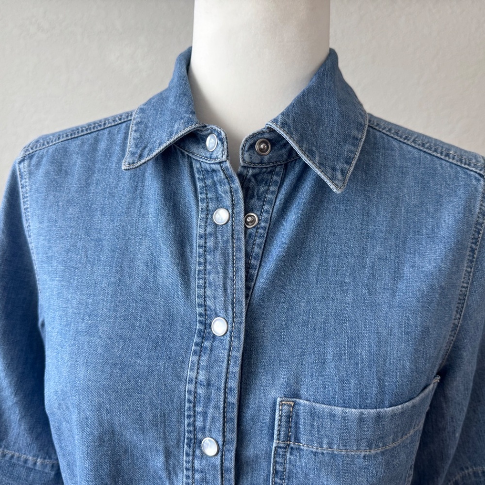 NWT Veronica Beard Spruce Denim Crop Top Amethyst Frost Women's Size 0 T - Picture 3 of 13
